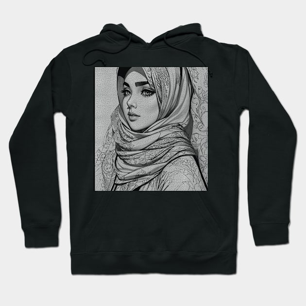 Hijab Girl (Sketch) Hoodie by Sofiyyah Siyah